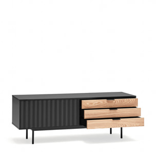 Mueble de televisión Sierra 1 puerta y 3 cajones negro y roble