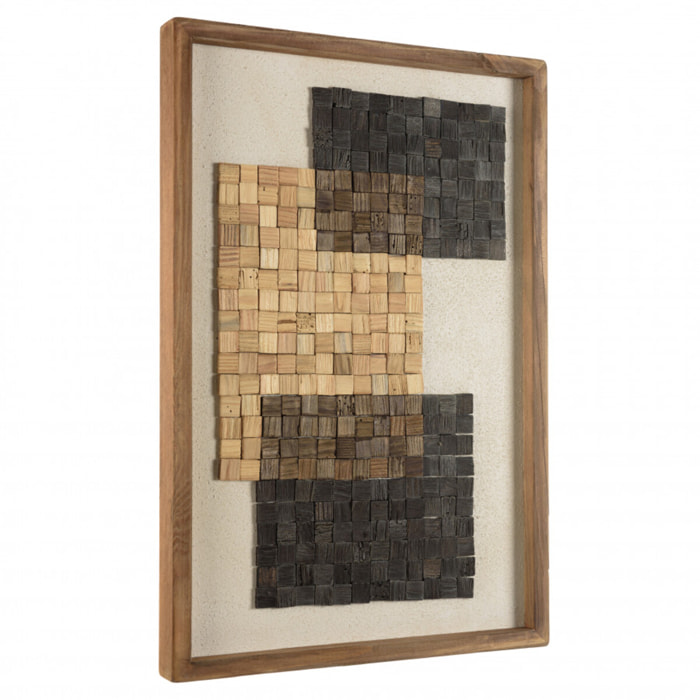 ANDRIAN - Décoration murale n°1 42x62cm mosaïque beige/noire Pin recyclé