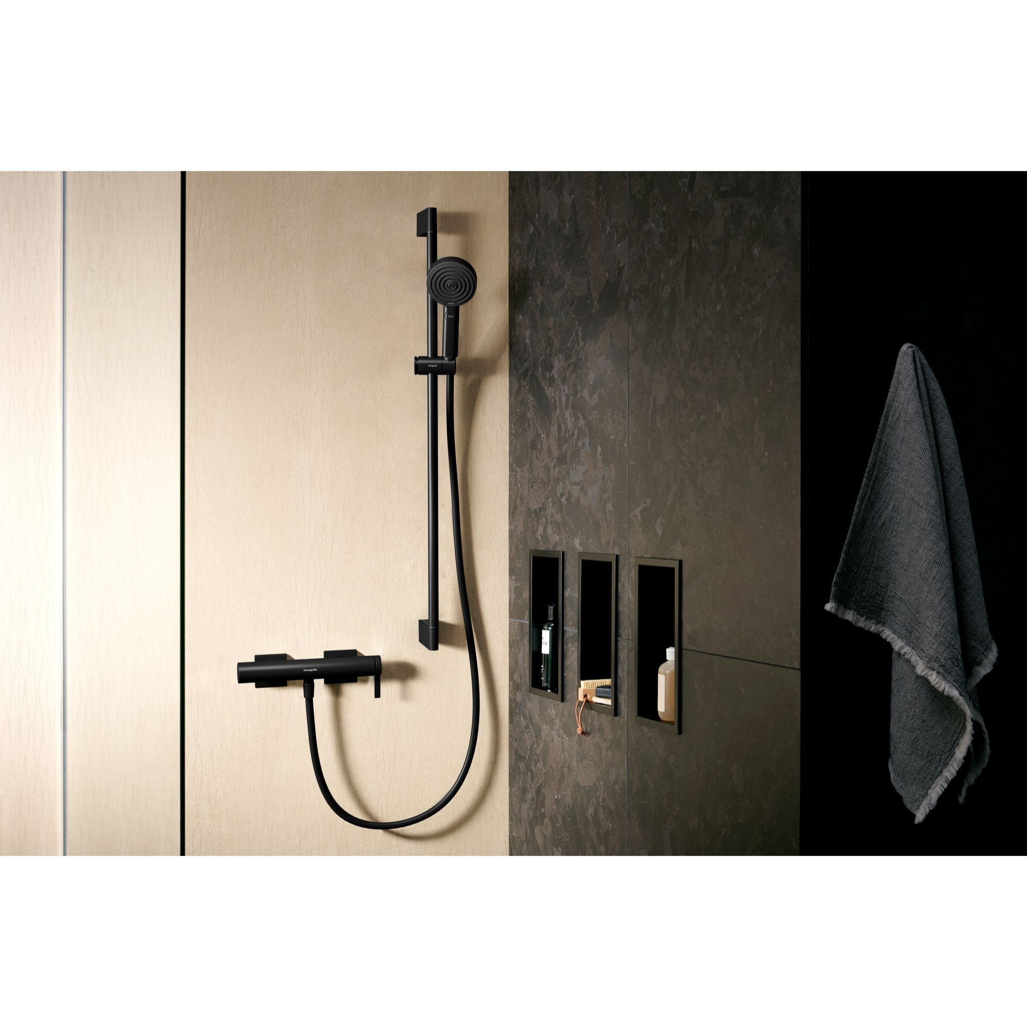 Pulsify Select S Set de douche 105 3 jets Relaxation avec barre C 90 cm noir mat