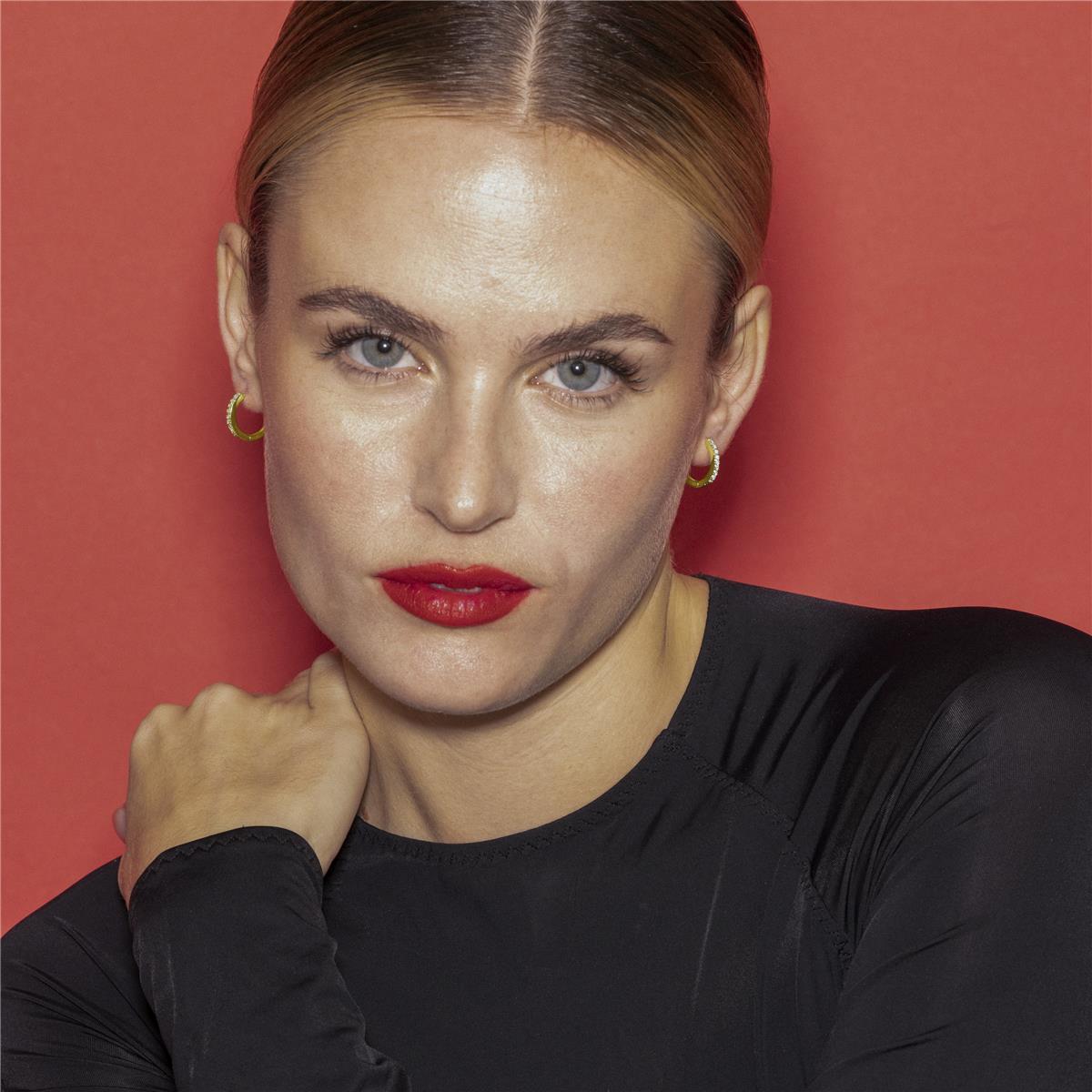 Pendientes con Circonita Brillante acabado oro 18k