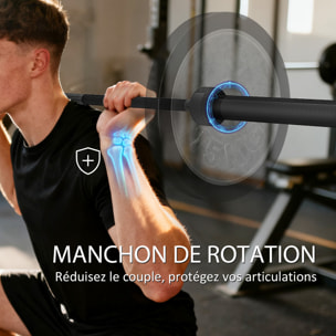 Barre olympique 200Kg 1,8m dia.5cm butées noir