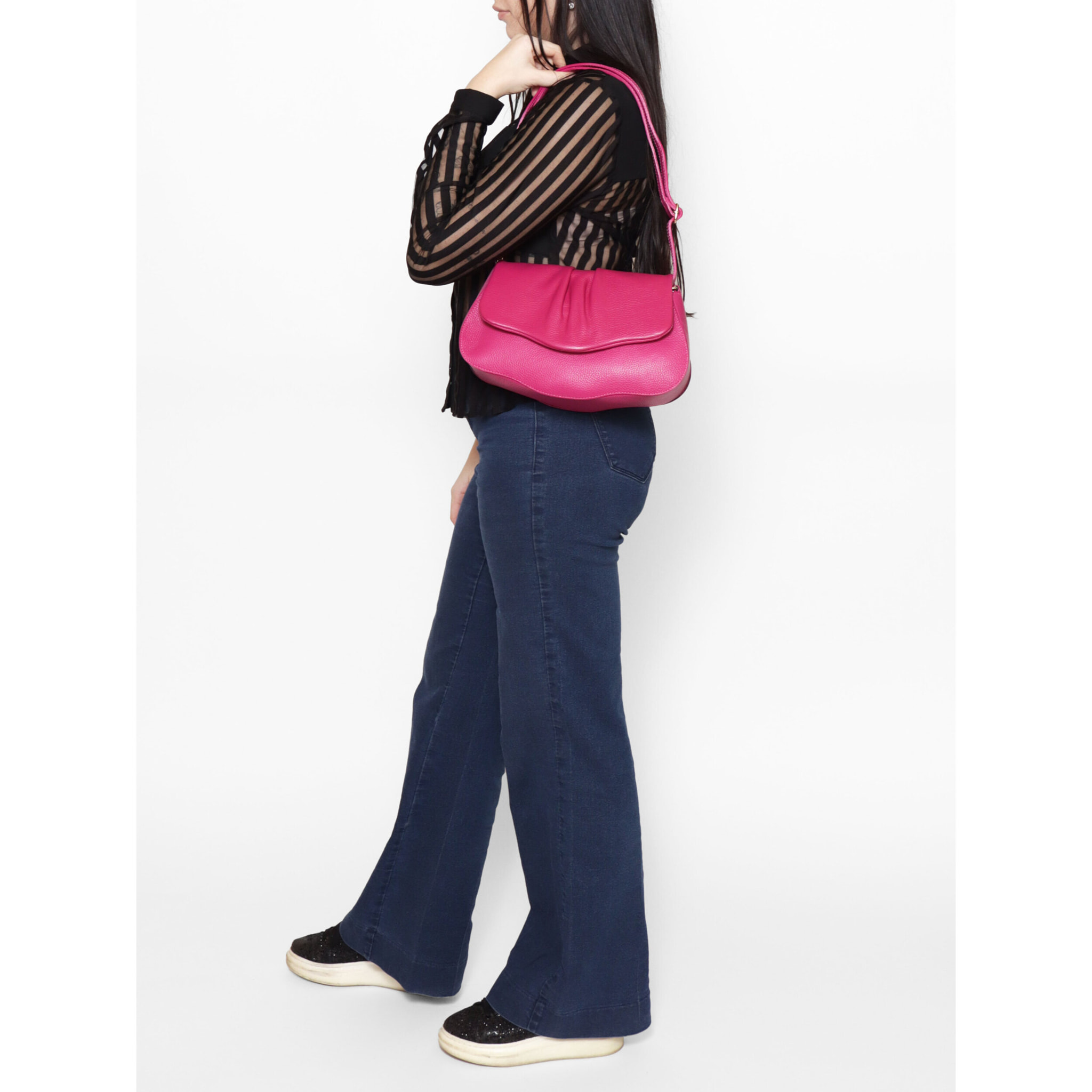 Borsa a spalla da donna In Vera pelle Made in Italy 30,5x19,5x9 cm