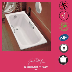 Lot baignoire droite 170 X 75 Diapason fonte + pare-bain noir mat