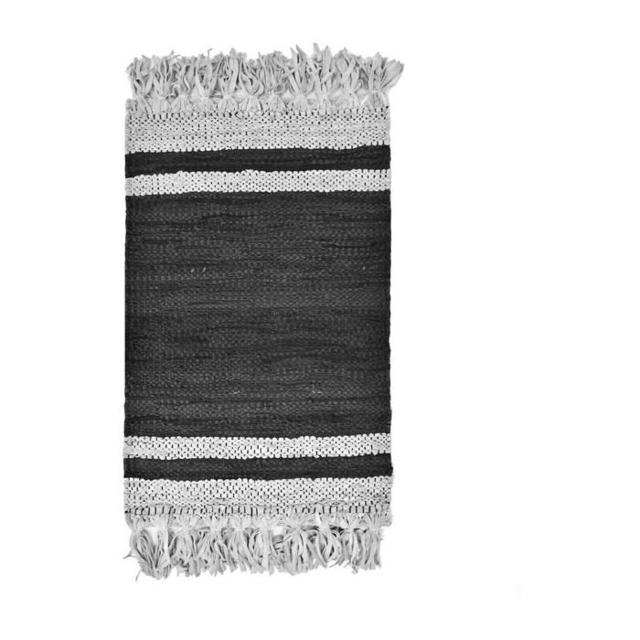 Tapis en cuir recyclé noir et gris 60x80cm