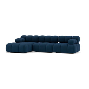 Ruby - canapé modulable d'angle gauche 4 places en velours texturé - Bleu