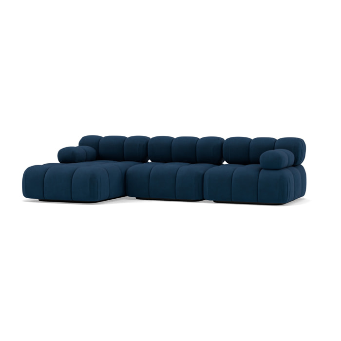 Ruby - canapé modulable d'angle gauche 4 places en velours texturé - Bleu