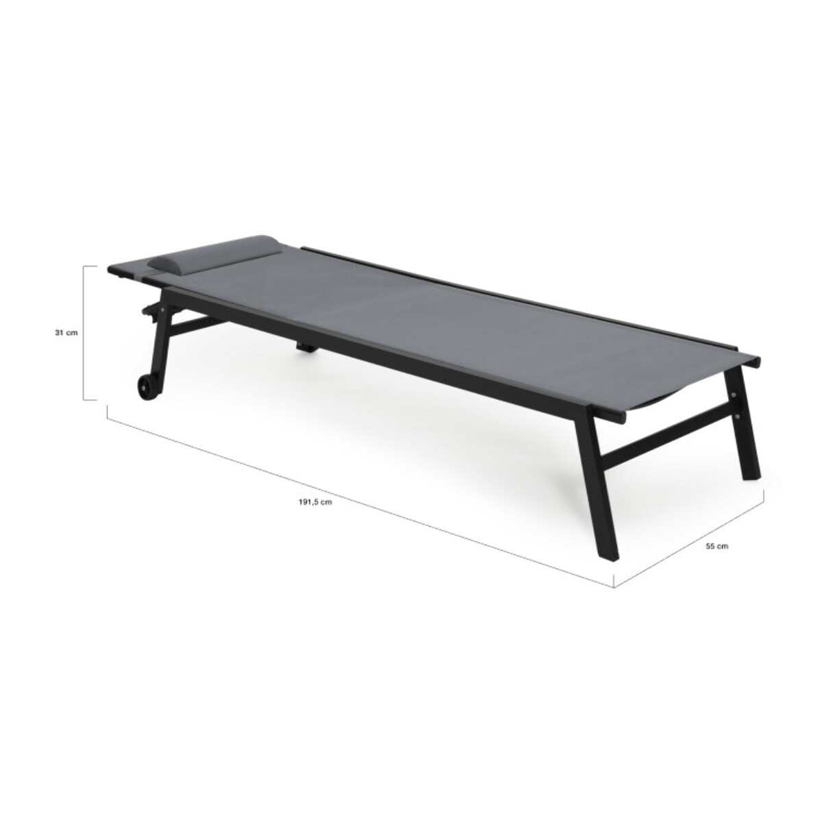 Transats inclinables Faro 5 positions noirs - lot de 2