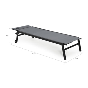 Transats inclinables Faro 5 positions noirs - lot de 2