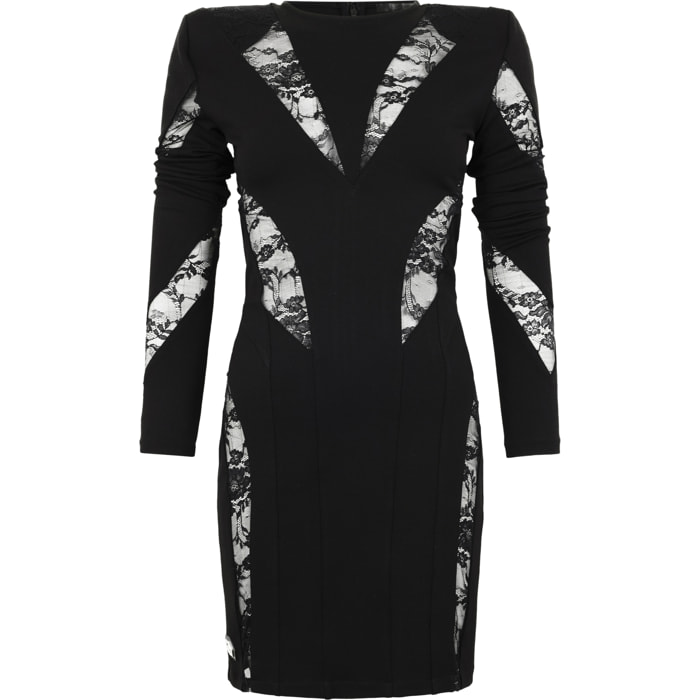 PHILIPP PLEIN Multicutting Long Sleeve Mini Dress Lace