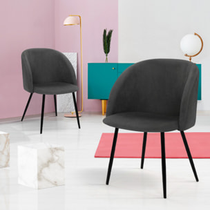 Chaises Nina en velours et pieds noirs