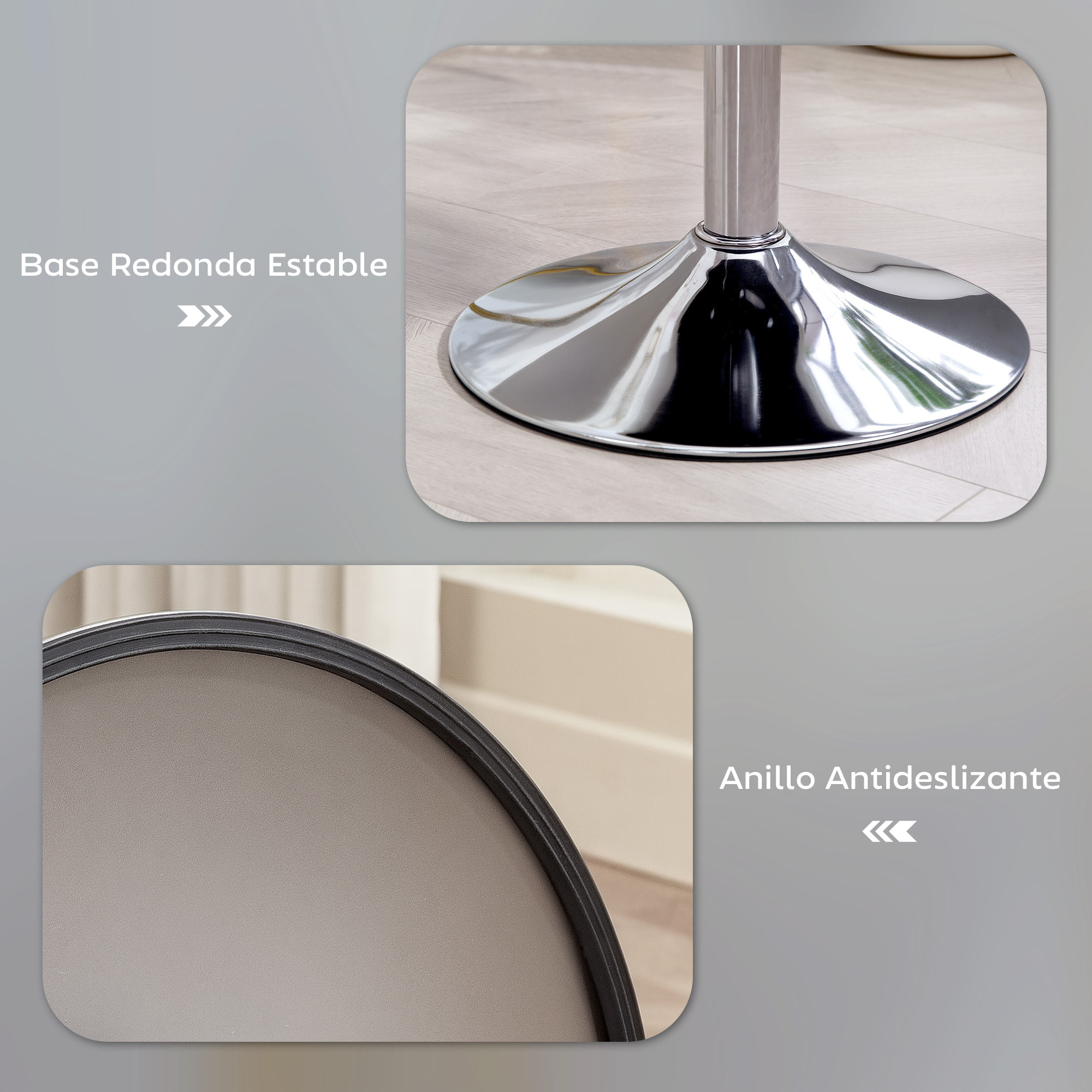 Taburete de Bar Taburete Alto de Cocina Regulable en Altura 52-66 cm Tapizado en Pana Giratorio en 360° para Comedor Tocador Mostrador Gris