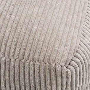 AGATHE - Pouf carré 57x57cm tissu velours côtelé gris perle
