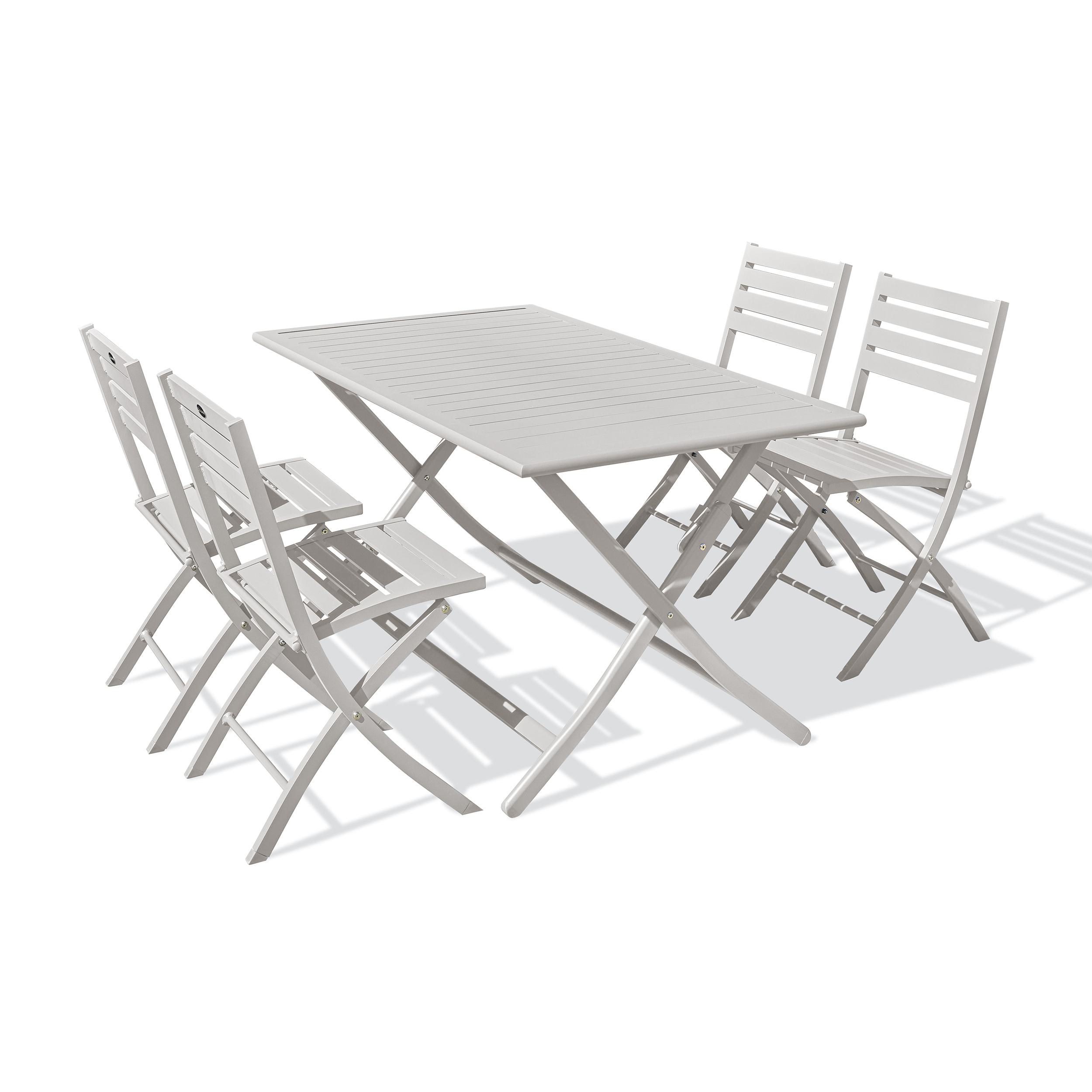 MARIUS - Ensemble repas de jardin 4 places en aluminium gris