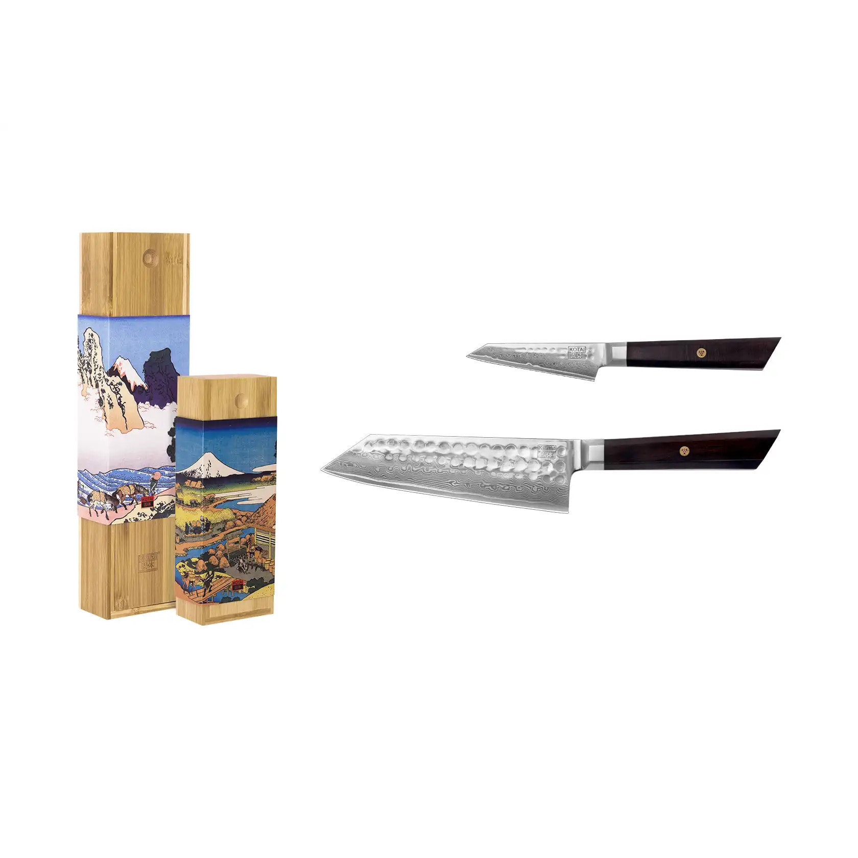 Juego de 2 Cuchillos de Base "Bunka Damascus" - Acero de Damasco