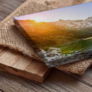 Tableau panoramique lac de montagne au lever du soleil Toile imprimée