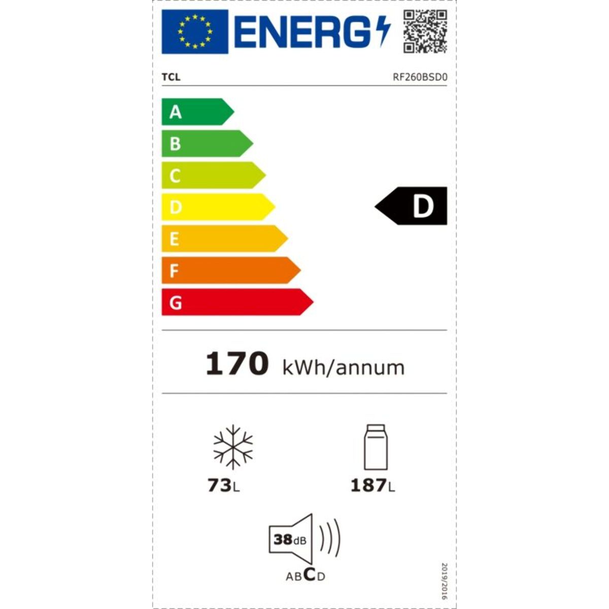 Réfrigérateur combiné TCL RF260BSD0