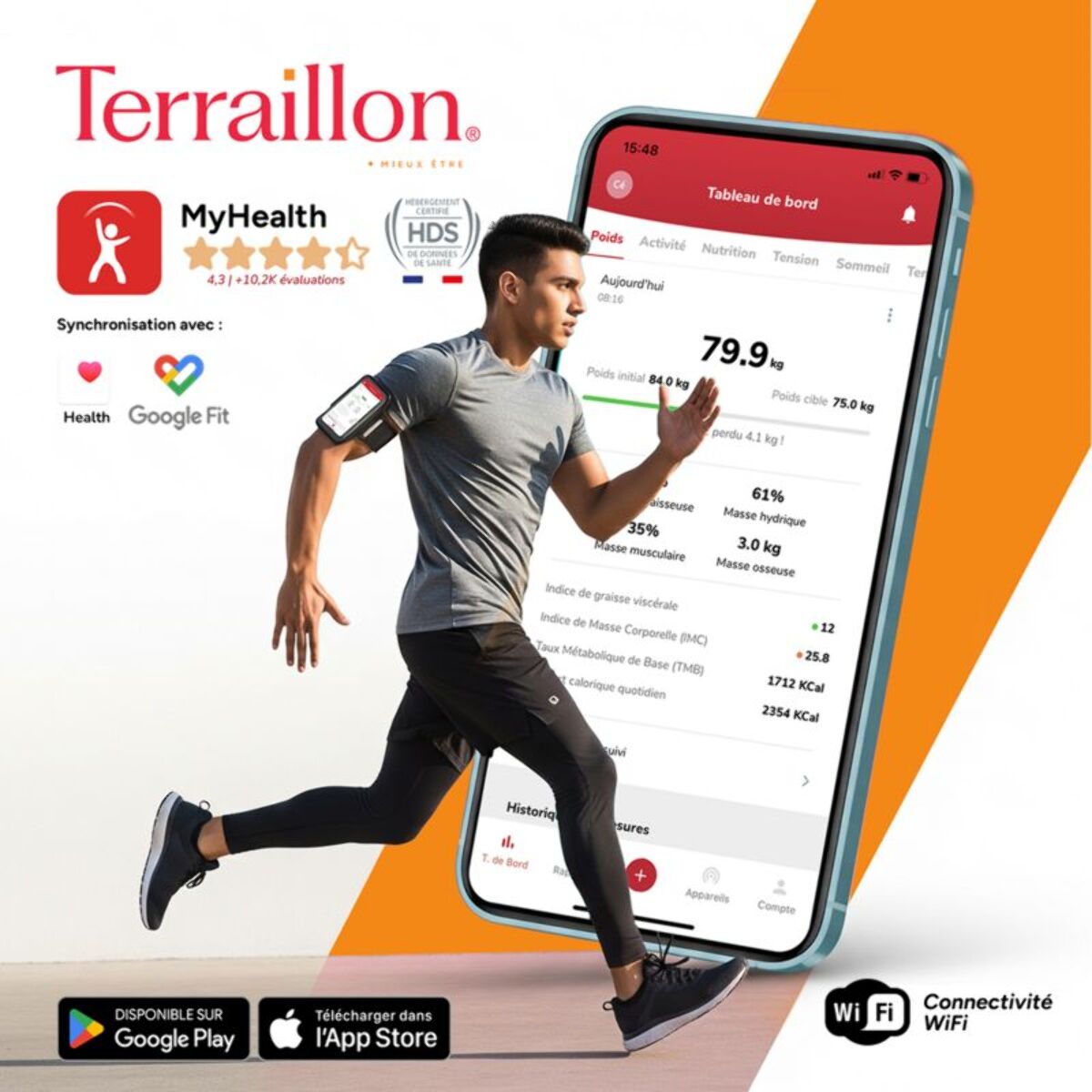 Pèse personne impédancemètre TERRAILLON Body Color Connect