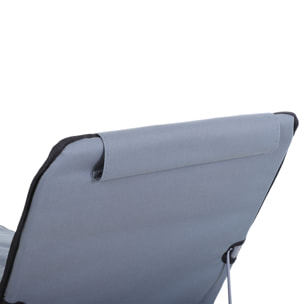 Conjunto de 2 Esterillas de Playa Plegable Esterillas con Respaldo Reclinable en 5 Niveles Reposacabezas y Bolsa de Transporte 134x48x33-43 cm Gris