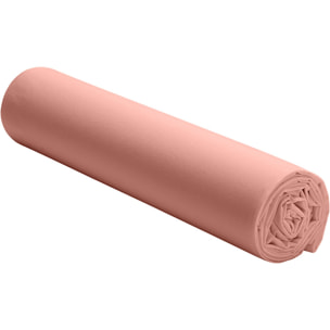 Drap housse - bonnet 30cm 100% percale de coton lavé rose poudré