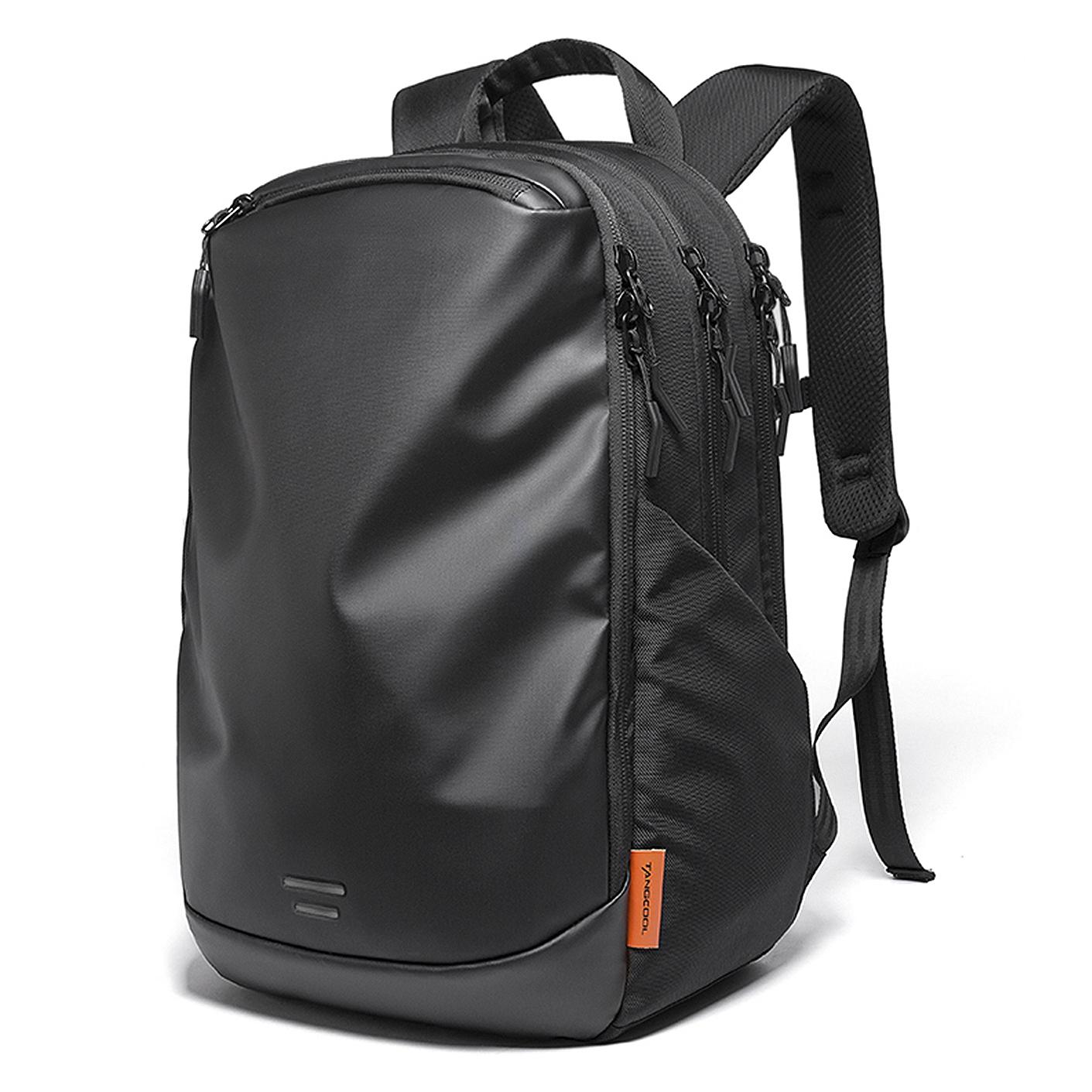 DAM Mochila triple compartimento con capa impermeable, bolsillo porta Laptop 15,6 y para tablet. Transpirable. 30L. 32x16x48 Cm. Color: Negro