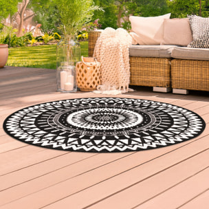 Tapis extérieur Maori Ø150cm noir