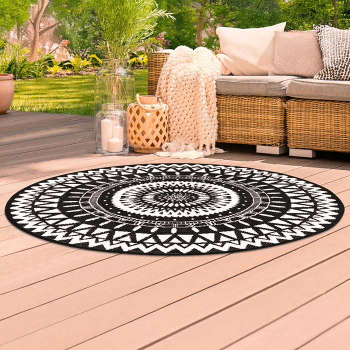 Tapis extérieur Maori Ø150cm noir