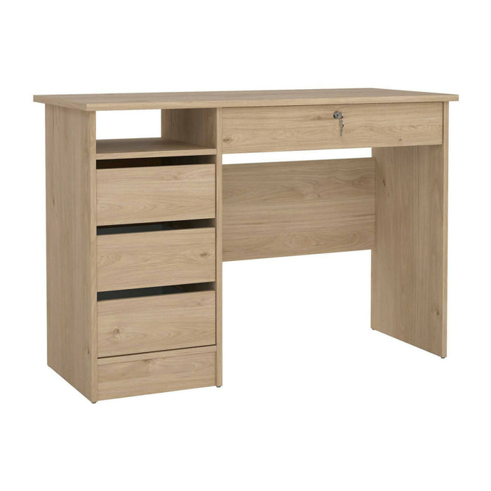 Scrivania Franklin, Scrittoio multiuso, Tavolo per ufficio porta PC, Piano di lavoro, 109x49 h76 cm, Rovere