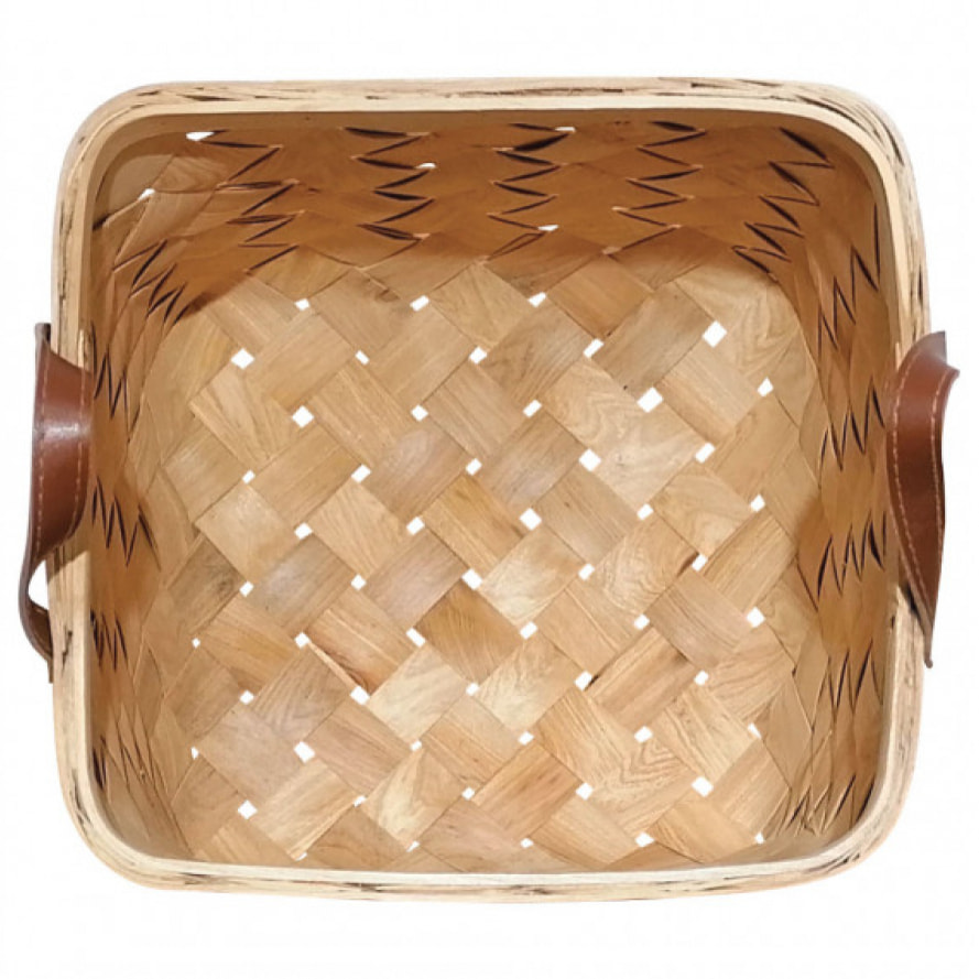 Lot de 2 paniers tressés en bois avec poignées en simili marron - EASTER 697