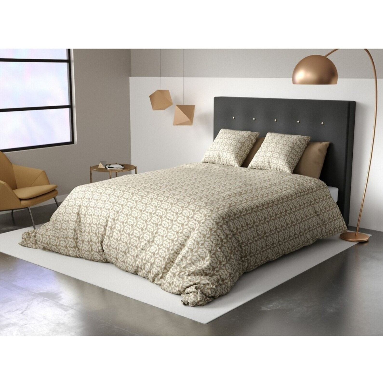 Parure De Couette 3pcs avec Taies oreiller 100% Microfibre 60gsm - Carmel