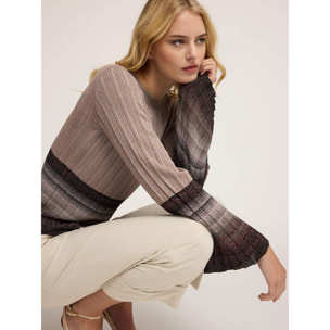 Motivi - Jersey de canalé con mangas acampanadas - Beige