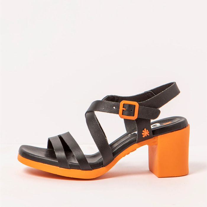 Sandalias con tacón 1840 NAPPA BLACK-ORANGE/ CANNES color Black-orange