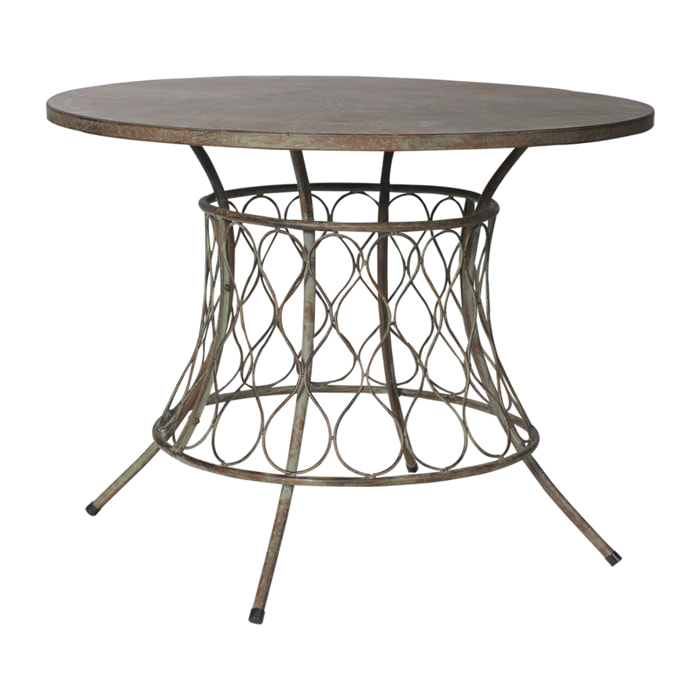 IRON LINE - TAVOLO ROTONDO METALLO VERDE - 4 POSTI - misura 100x100x75