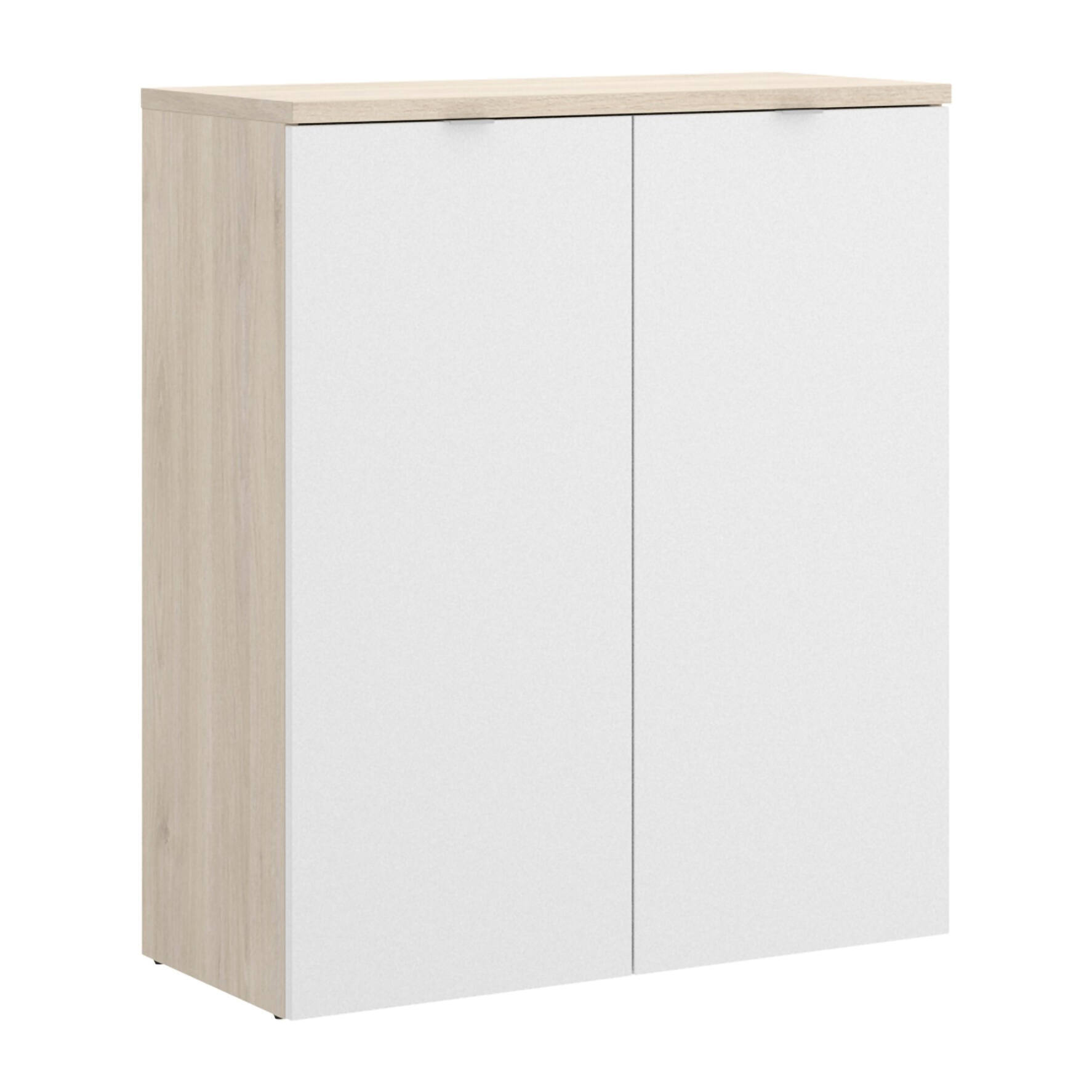 Armadio multiuso Gaviola, Mobile basso multifunzione, Armadietto a 2 ante, 79x40h96 cm, Bianco e Rovere