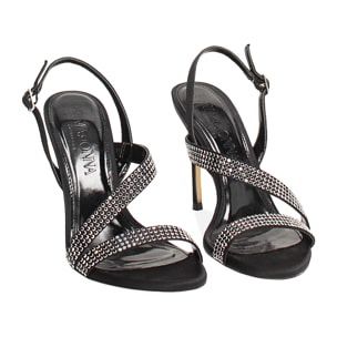 Sandalias negras con tacón de 10 cm