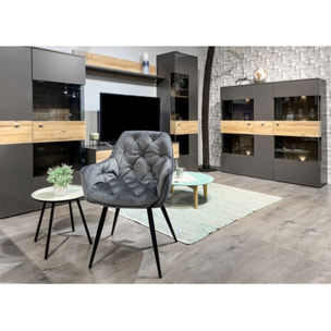 Lot de 2 chaises en velours capitonné avec accoudoirs - PIANA