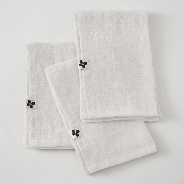 Lot de 3 serviettes de table ''Soline'' 40 x 40 cm Lin lavé - Couleur: Soline Craie