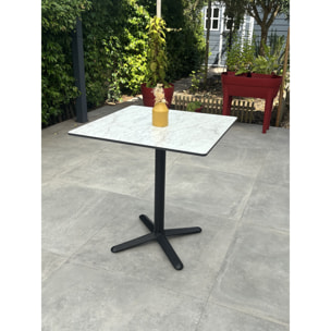 BISTRO - Ensemble repas de jardin 2 places en acier et plateau en HPL - bleu