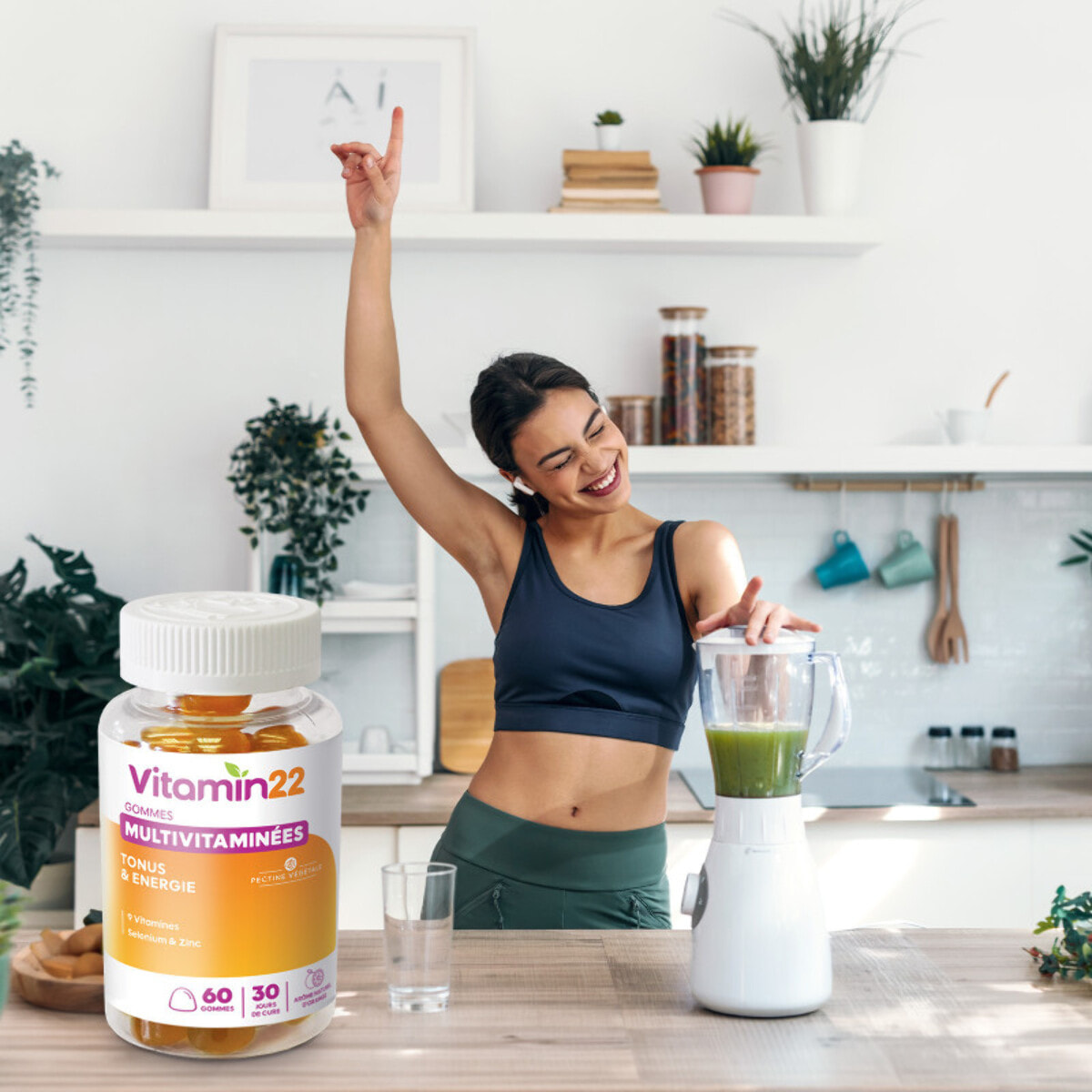 VITAMIN'22 - Gommes Multivitaminées "Energy Boost" - Complément alimentaire à base de 11 vitamines & minéraux - Tonus & Réduction de la fatigue - Goût orange - 60 gommes - Cure 30 jours