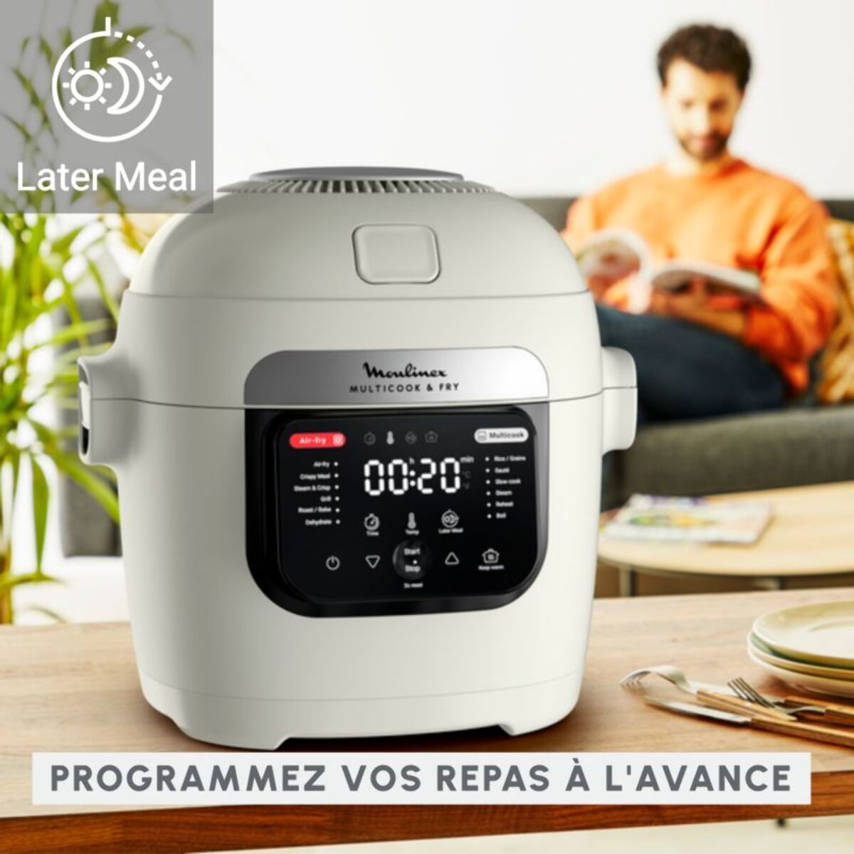 Cuiseur MOULINEX MZ7311F0 blanc cuiseur et Airfryer 6 L, 12 modes de cuisson
