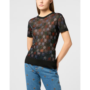 PHILIPP PLEIN Knitted Sexy Pure Fit T-Shirt Multicolor Monogram