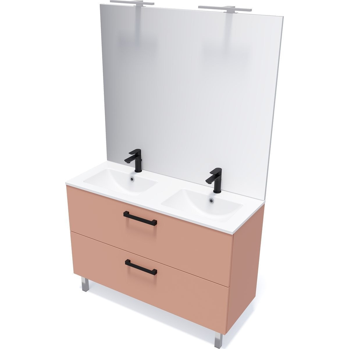 Meuble salle de bain double vasque 2 tiroirs - CHELSEA