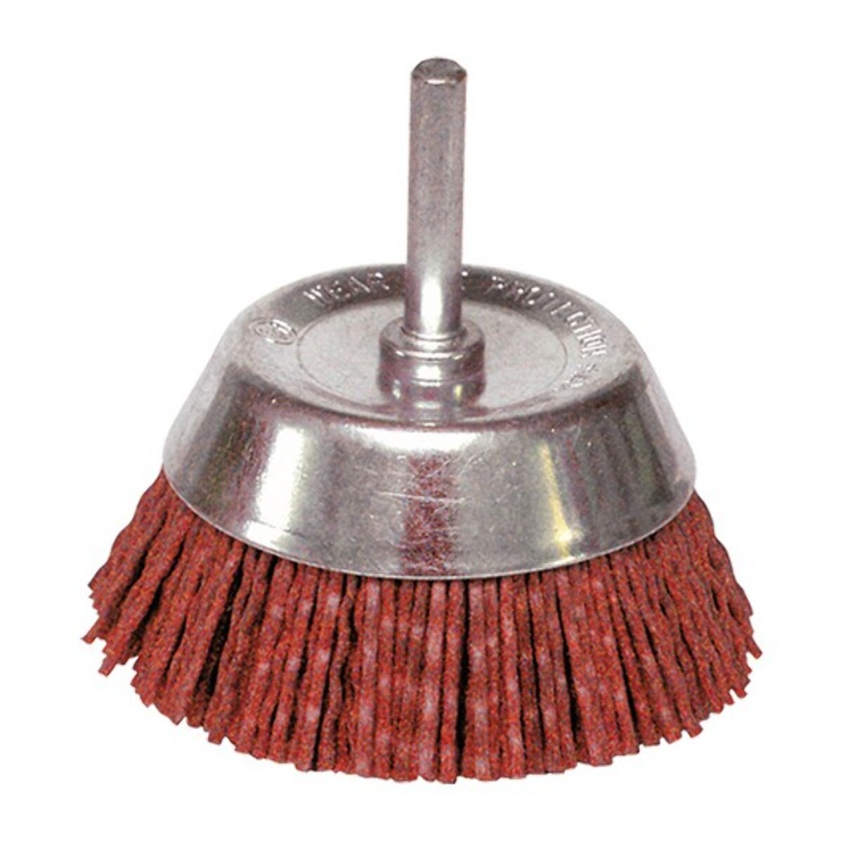 Brosse conique sur tige fil nylon pour décapage doux bois/métal - D. 75 mm - Q. 6 x 30 mm - Gr. 80 - LEMAN - 130.071V