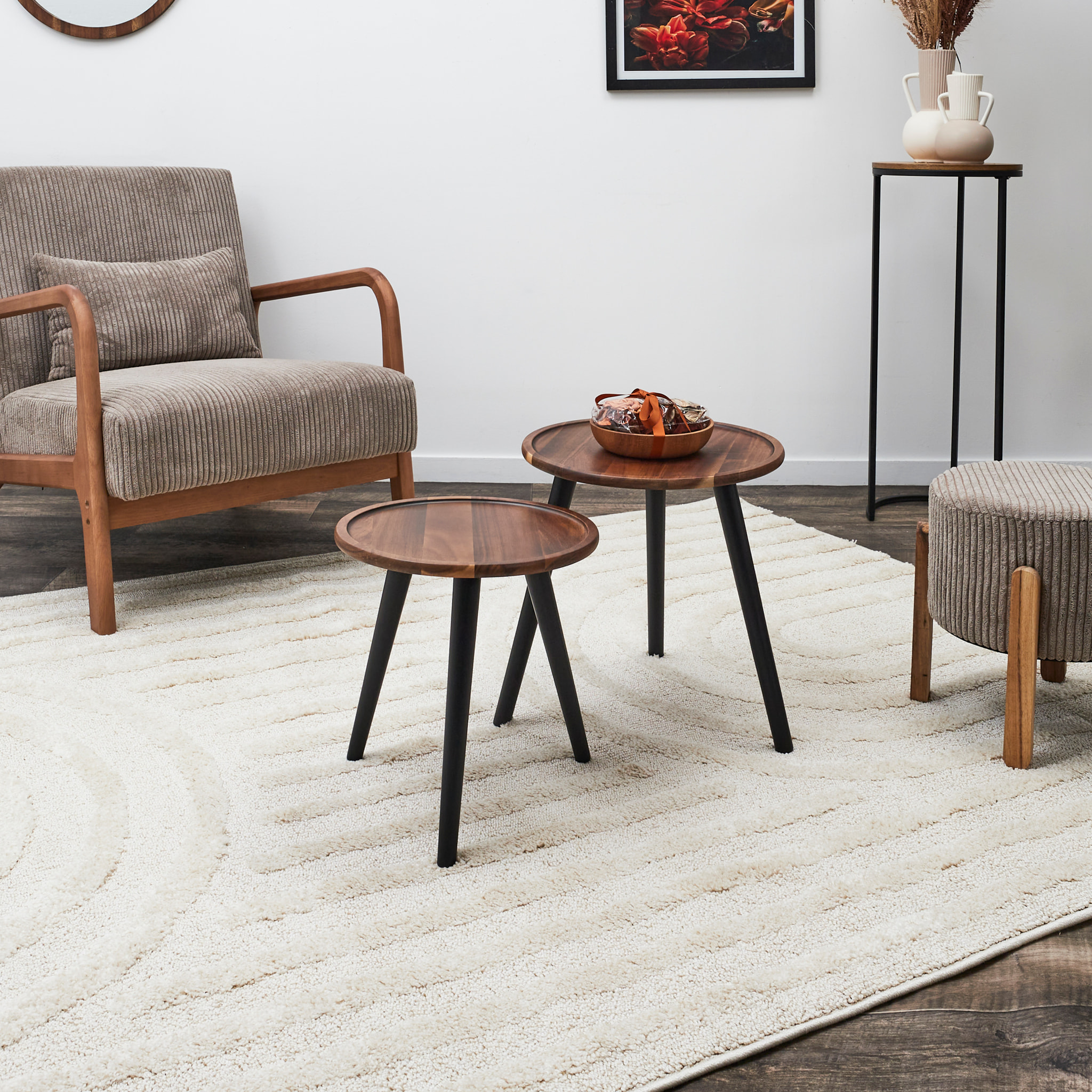 Table Gigogne Rond Acacia X2