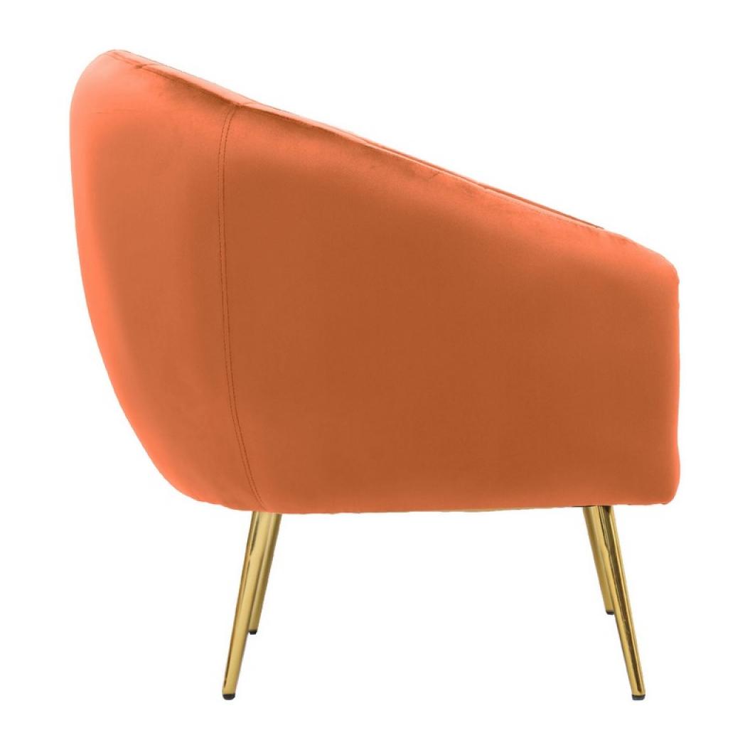 Poltrona design da salotto luxury in velluto arancio