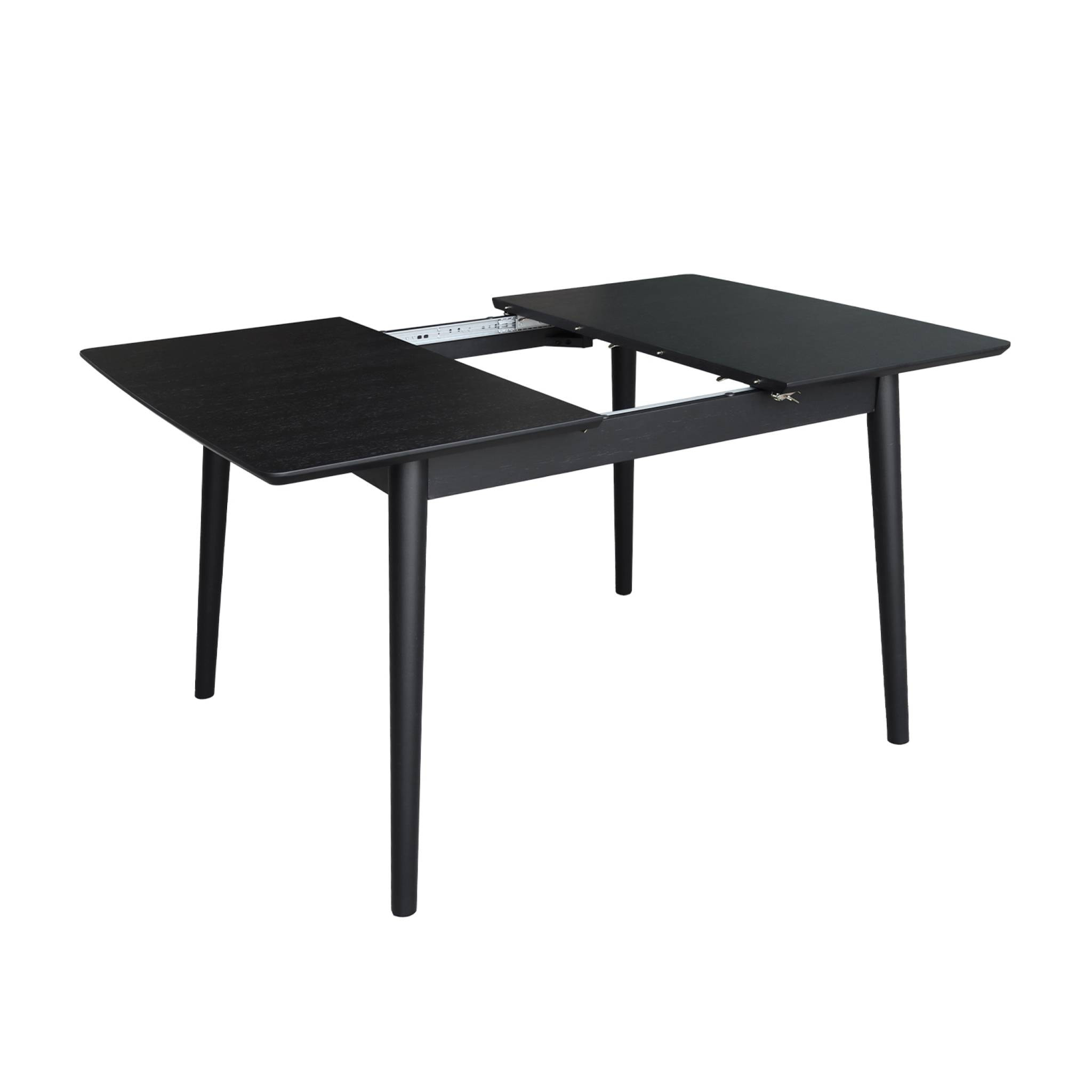 Table à manger rectangulaire extensible bois d'hévéa et placage chêne noir 4-6 places - 110/140 x 100 x 75 cm - Lina