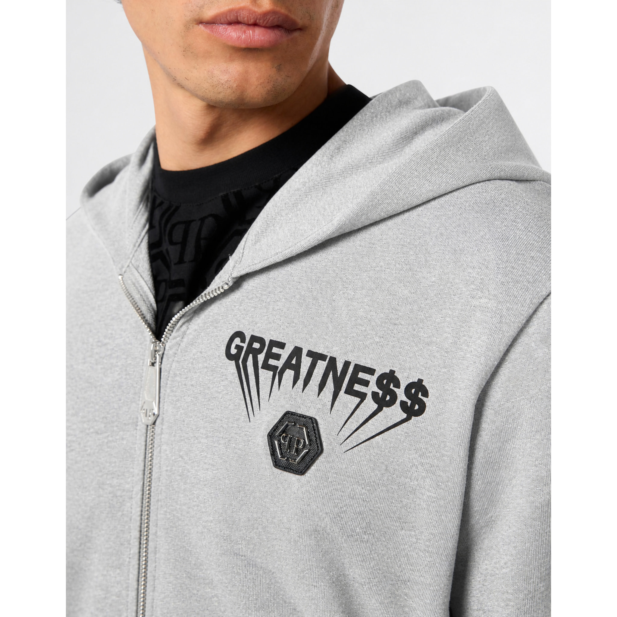PHILIPP PLEIN Felpa con zip e cappuccio GREATNESS
