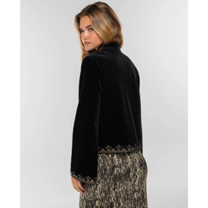 Chaqueta de terciopelo bordada de mujer