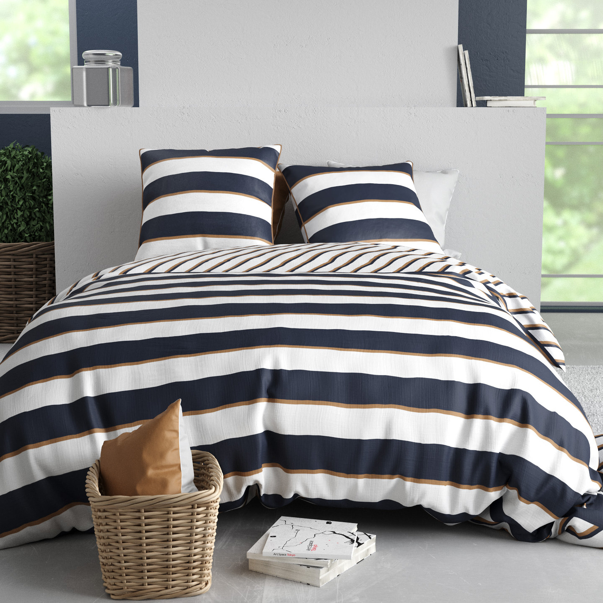 Parure Housse De Couette 3pcs 100% Coton 57 Fils NOLWENN