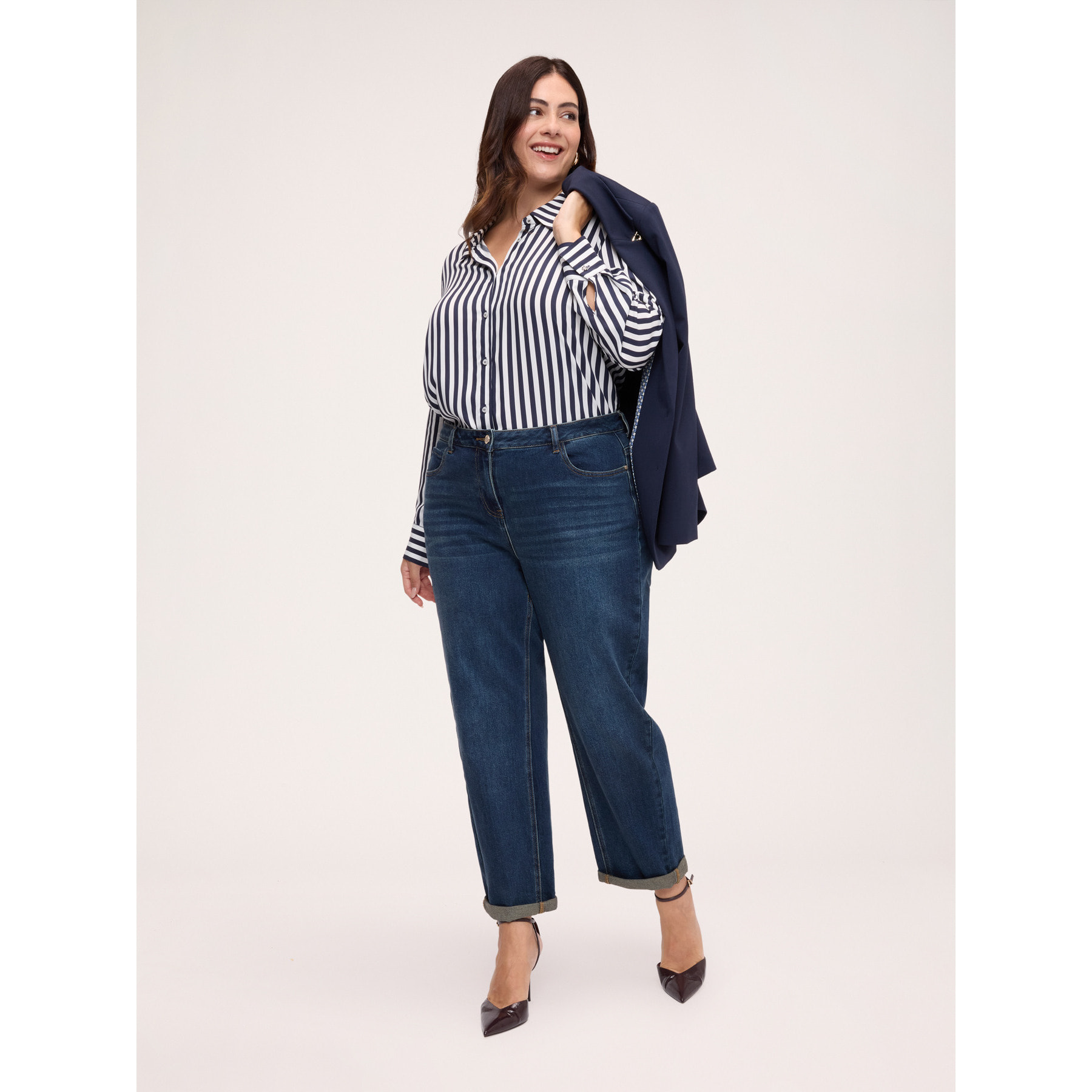 Fiorella Rubino - Camicia a righe in viscosa - Blu