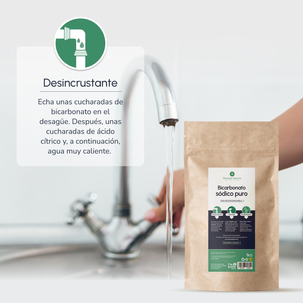 PLANETA HUERTO | Bicarbonato Sódico 2,5 Kg - Limpiador Ecológico Versátil para un Hogar Sostenible y Saludable